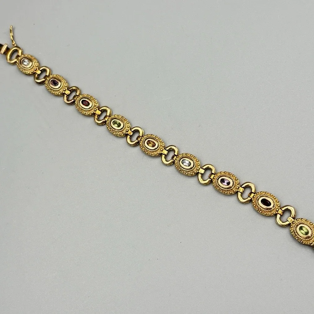 Ross Simons 18k Gold Plated Sterling Silver Bracelet Gemstone Etruscan Revival 7